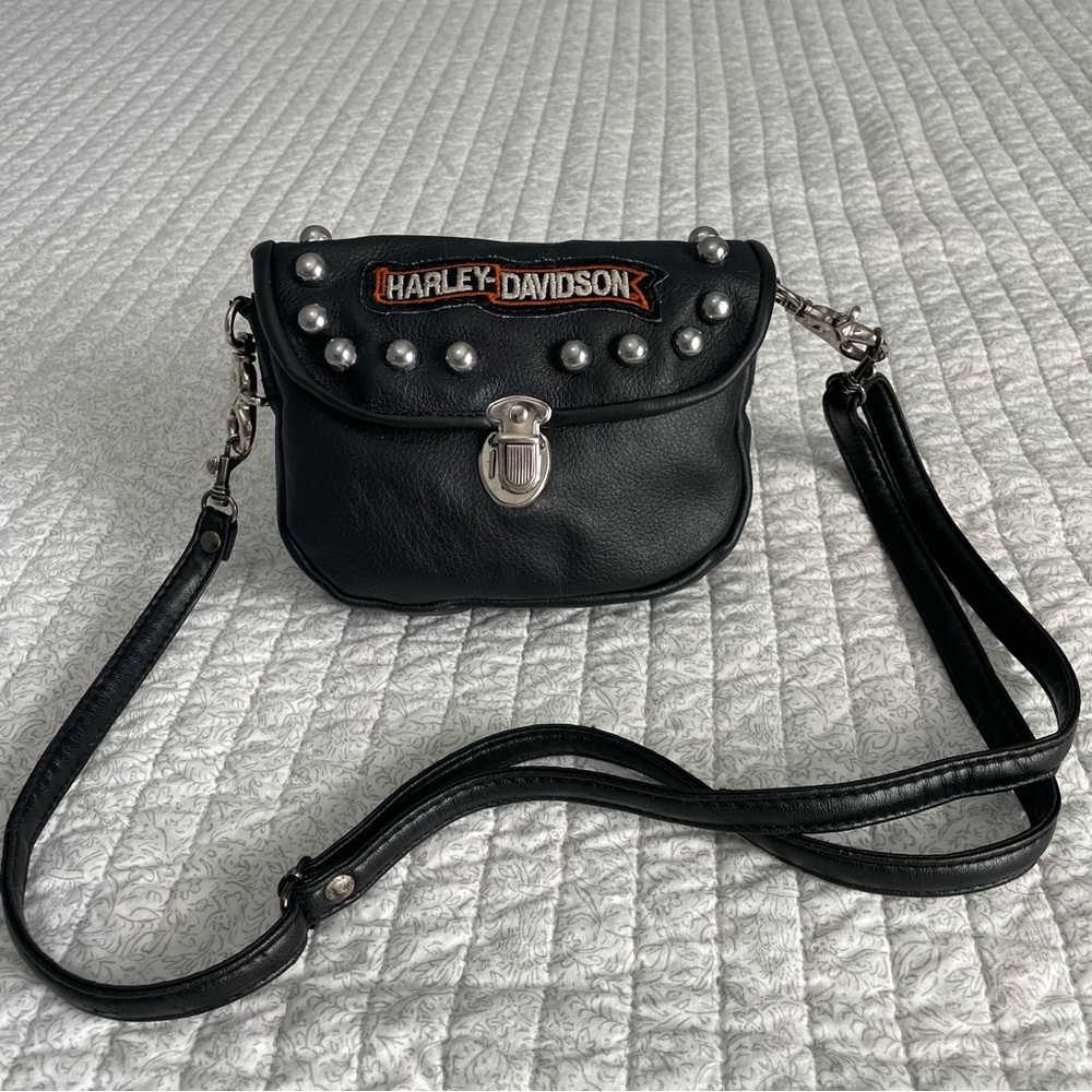 Vintage Harley Davidson studded crossbody or belt clip bag